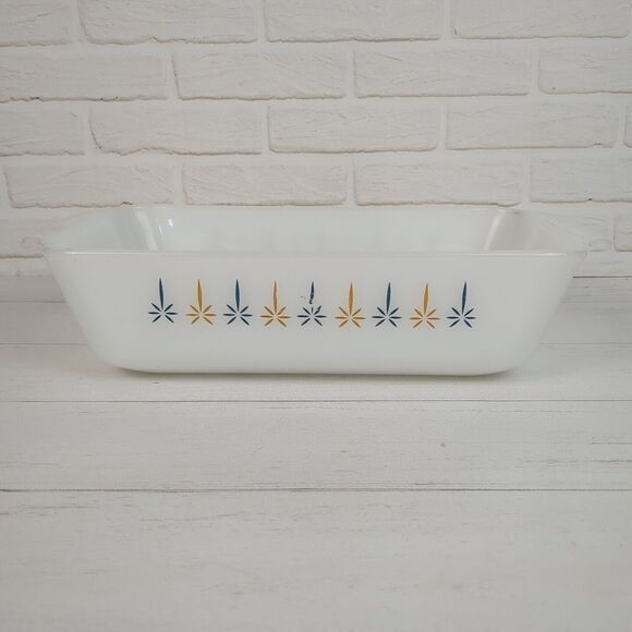 Vintage Fire King Candle Glow Starburst 1 qt Casserole Baking Serving Dish - Picture 6 of 14